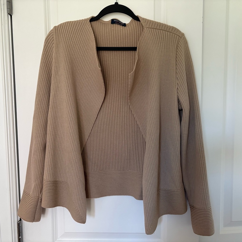 Saint James Beige 100% Wool Cardigan